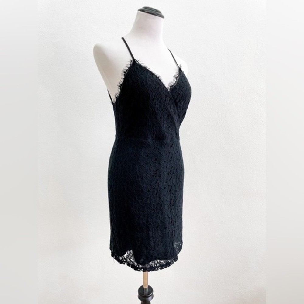 Anthropologie Black Lace Overlay Cocktail Dress Size 8